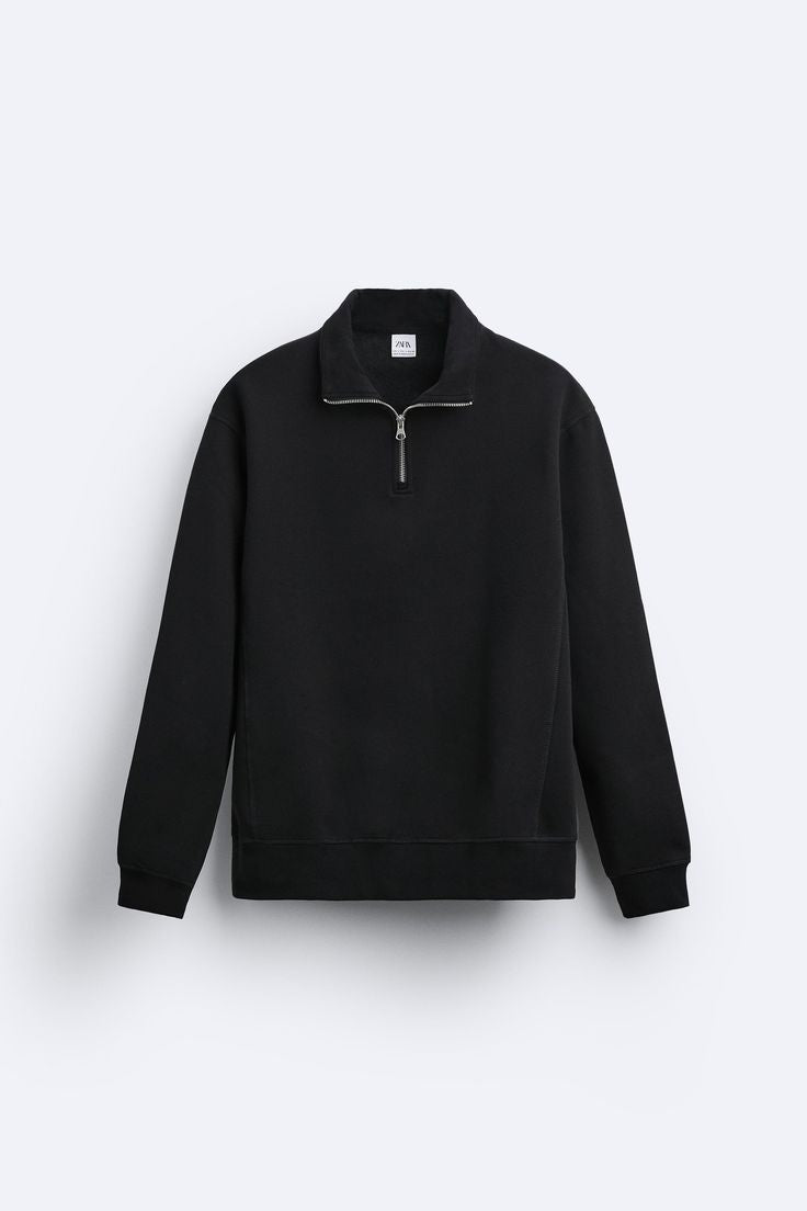 Black quarter zipper sweater
