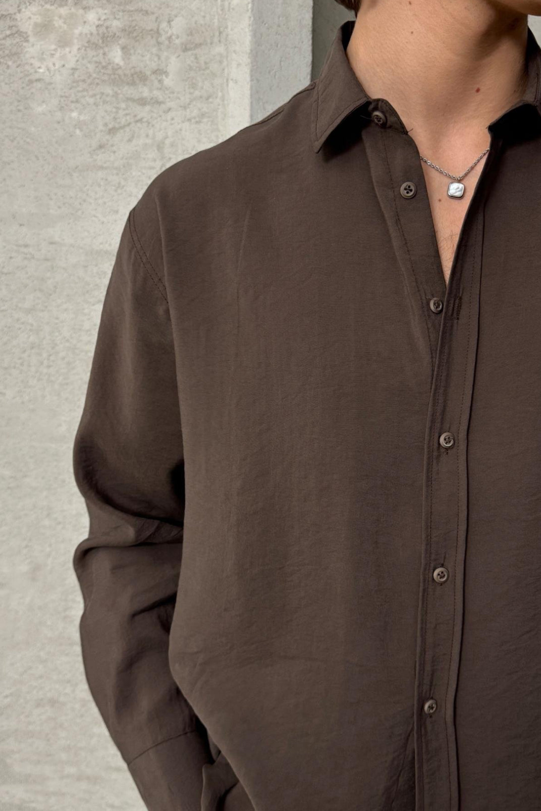 Brown full sleeves linen shirt