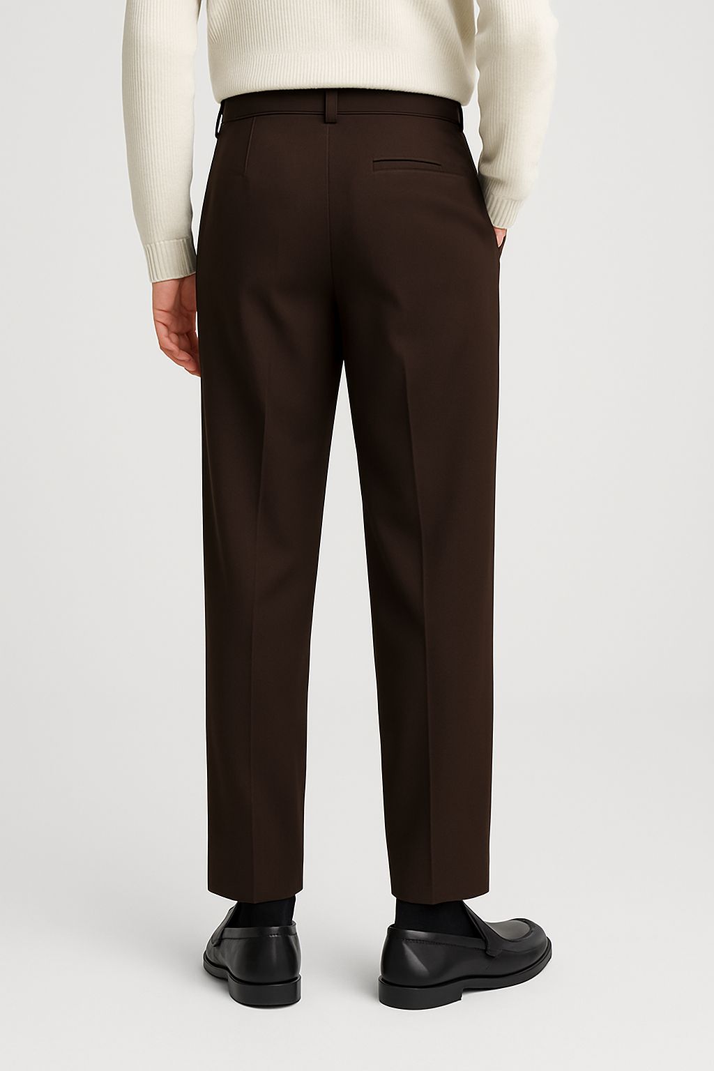 Brown straight fit pants invisible button