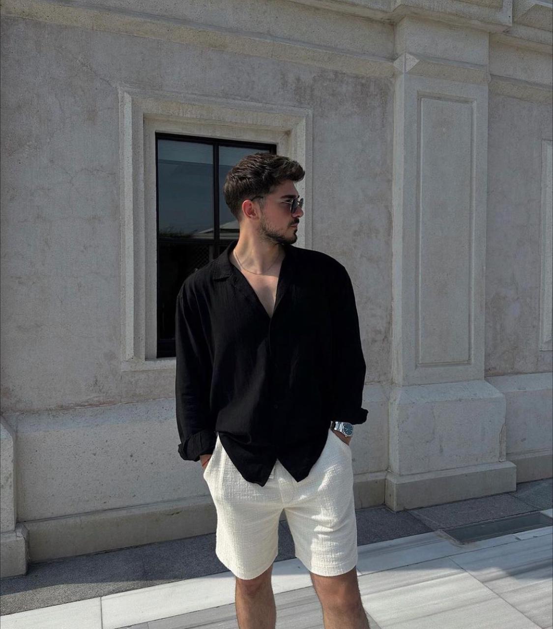 Black irish linen shirt