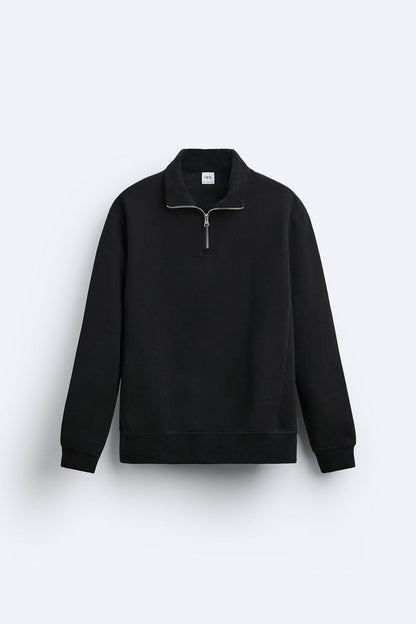 Black quarter zipper sweater