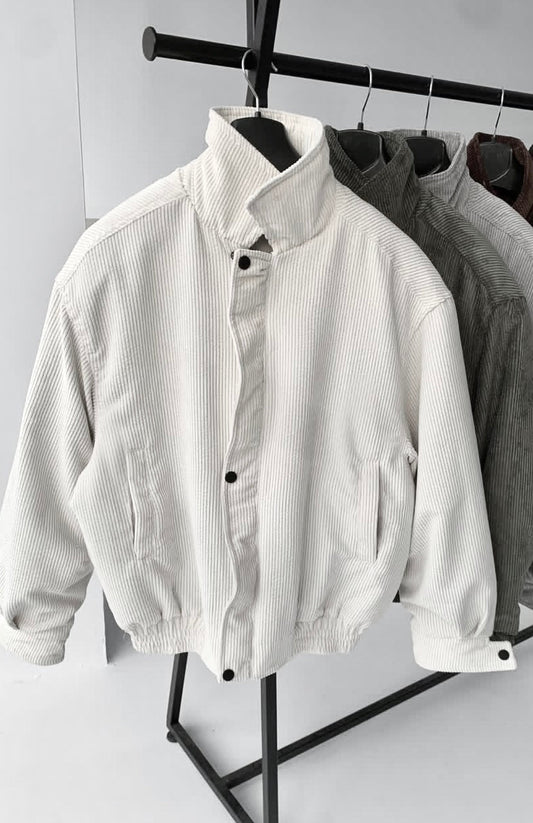 Off white corduroy bomber jacket