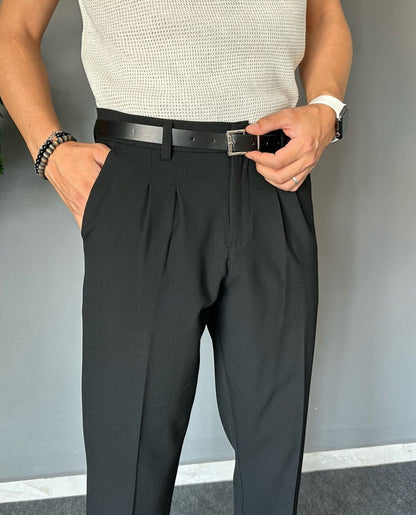 Black basic old money suiting fabric pants