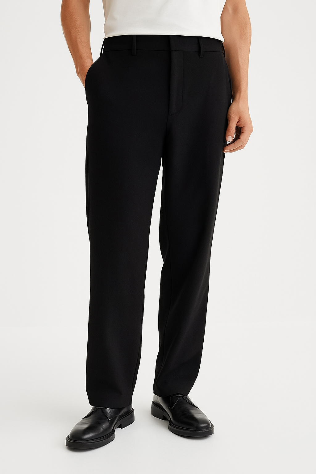 Black straight pants invisible buttons