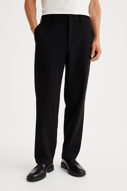 Black straight pants invisible buttons