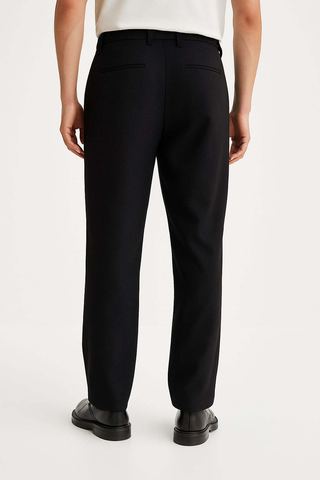 Black straight pants invisible buttons