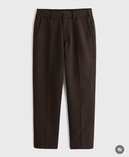 Brown straight fit pants invisible button