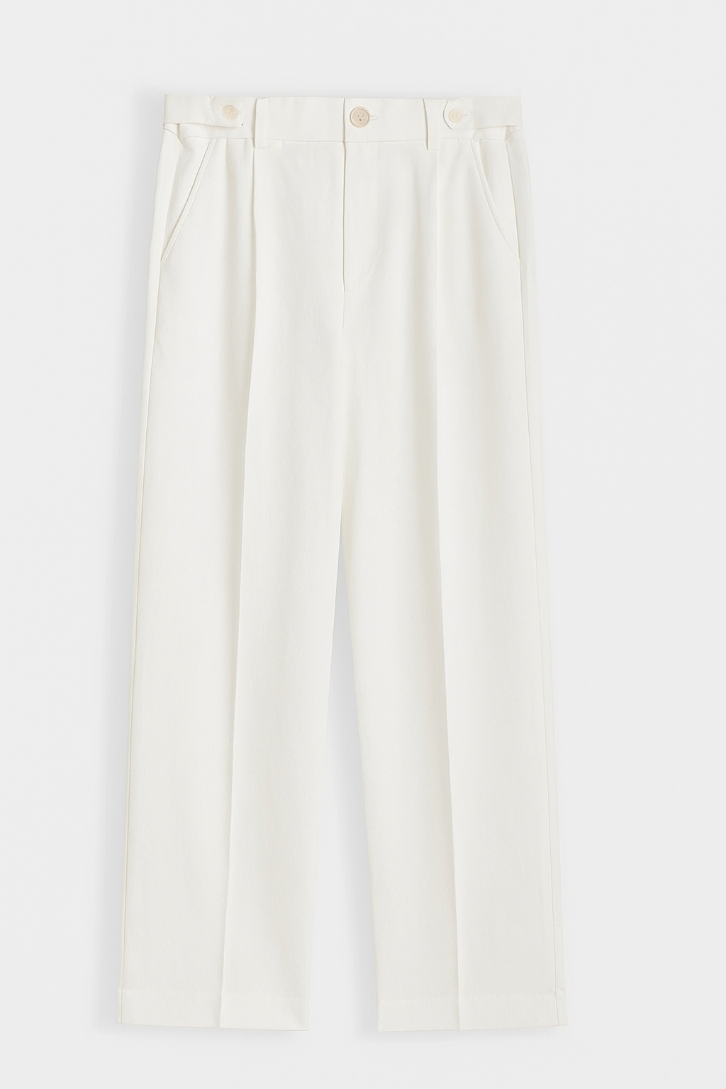 Cream white adjustable straight fit pants