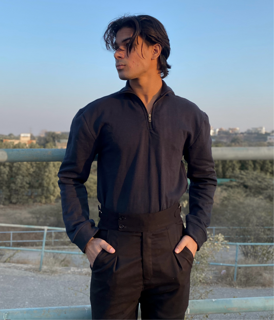 Navy blue quarter zipper sweater