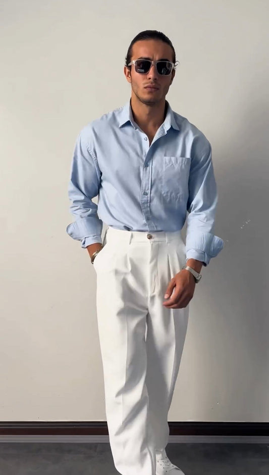 Creme white old money basic pants
