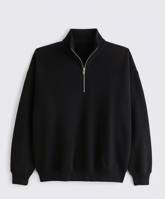 Black quarter zipper sweater