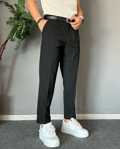 Black basic old money suiting fabric pants