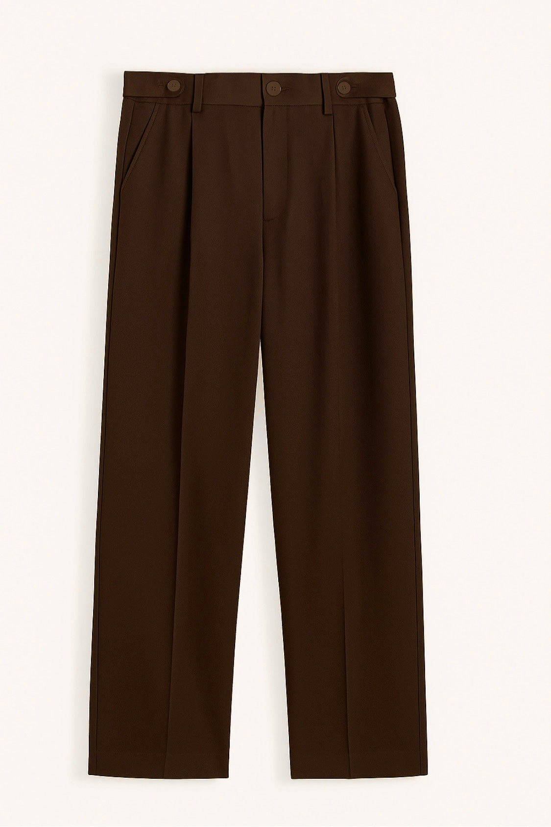 Brown adjustable straight fit pants