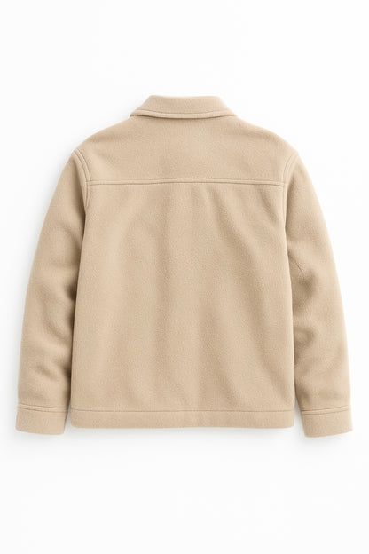 Beige fleece jacket with cargo pockets