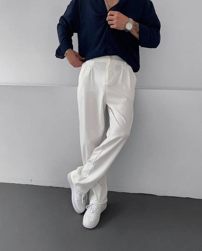 Old money fit with white linen pant and Blue textured full sleeves linen shirt