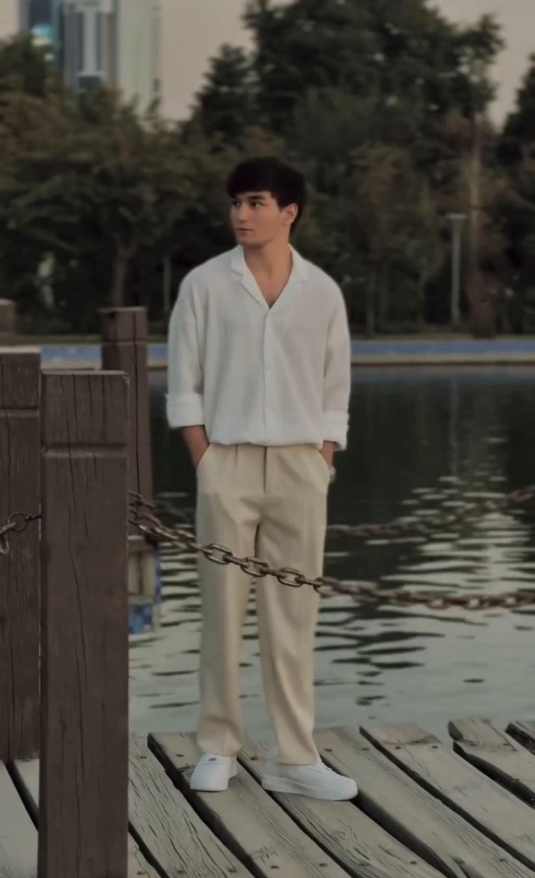 Old money outfit with beige colour suiting pant and Crushed linen full sleeves shirt